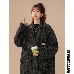 小香风中性风西装女西服男大码M-5XL情侣西服女外套女XF8746P95控图片