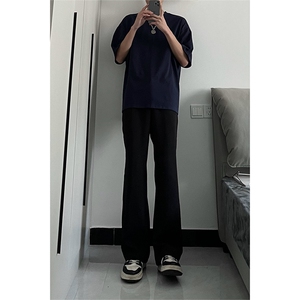 纯色cleanfit冰丝裤子马吉拉那不勒斯西裤高级感痞帅微喇西装裤图片