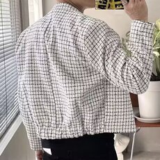 立领西装单排扣西服千鸟格小香风中山装外套有垫肩JK0183P55，男装西服套装，星座1013-1