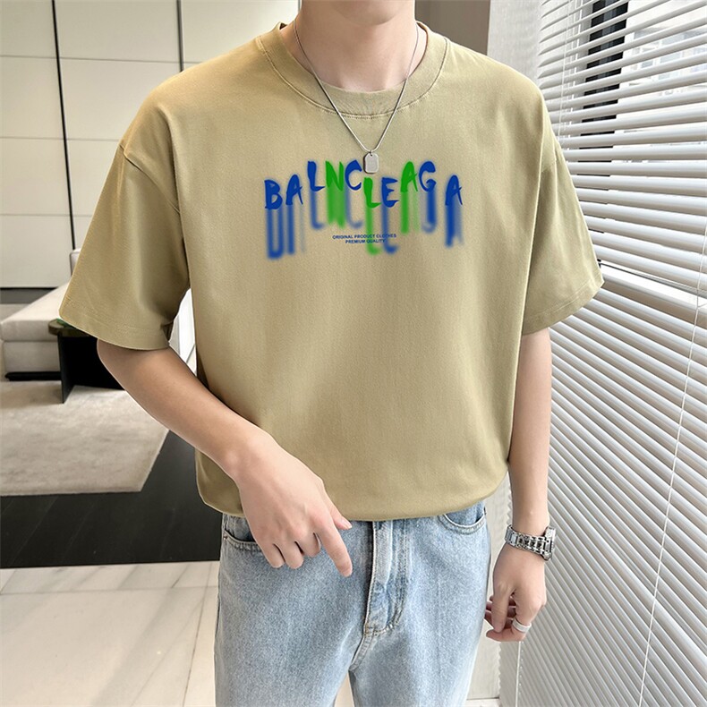 店主风夏季纯短袖T恤男2023新款轻熟风纯色字母半袖TX40-P38,男装T恤,星座301C-5