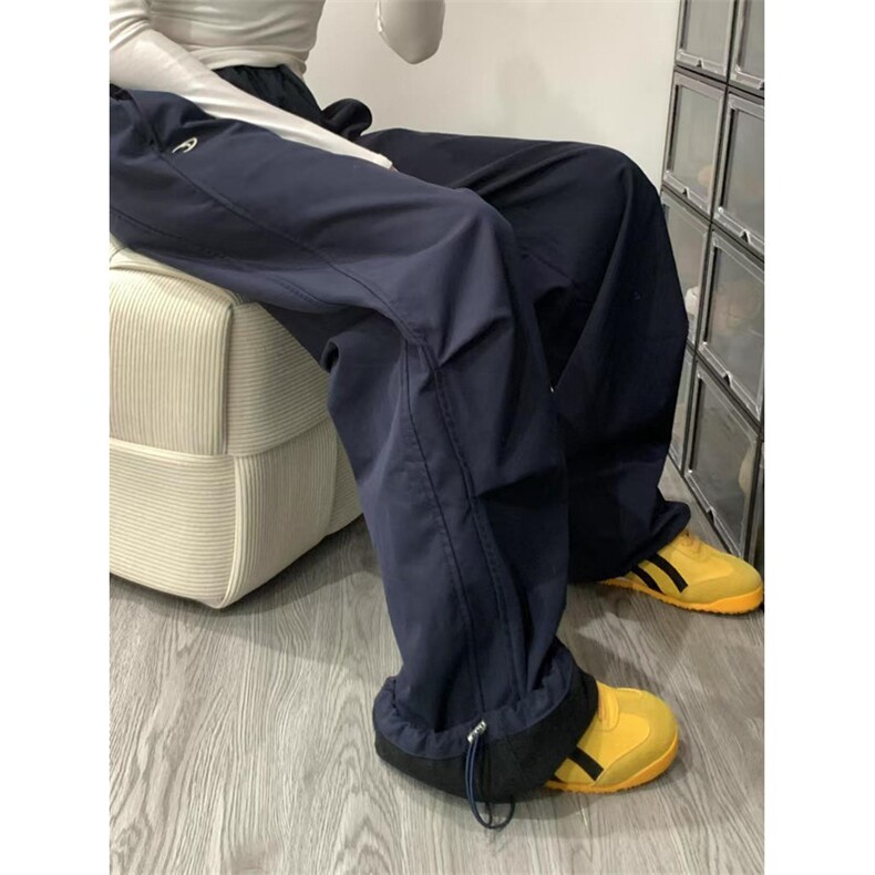 美式高街加绒工装裤女秋冬高腰阔腿休闲慵懒松弛感运动裤KB399,男装休闲裤,星座1116A（原606A-3）