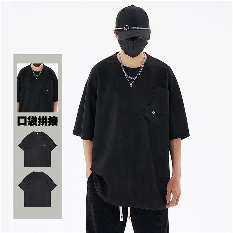多色240克麂皮绒短袖T恤大码宽松重磅刺绣男T109-1-T23610-P28,男装T恤,星座109-1