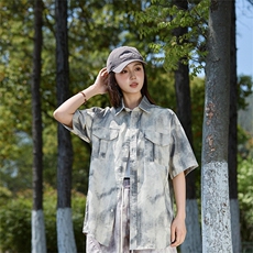 扎染短袖衬衫女2025夏季新款休闲百搭宽松衬衣A406C6066特P40，男装衬衫，星座309（原A406）