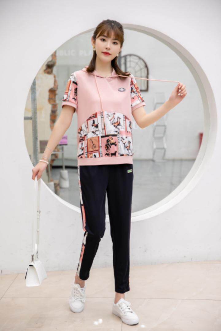 现货供应：拼色休闲套装M一XXL，女装套装/套裙，拉思维加丝