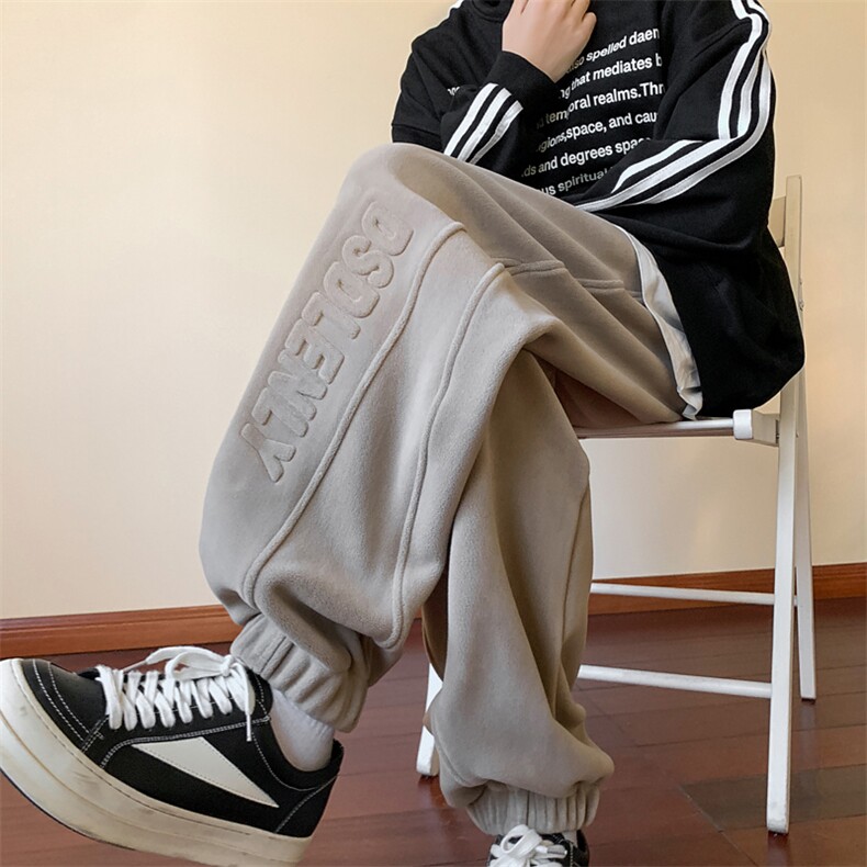 抖音品质大码男裤重磅双面奥粒绒加绒加厚束脚休闲裤M-5XL特P45，男装卫衣，电商B325