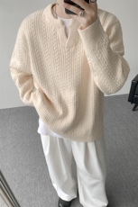 含羊毛！v领麻花羊毛衫男立领套头羊绒衫男针织毛衣男MY1225-P65，男装针织衫/毛衣，电商D206-1