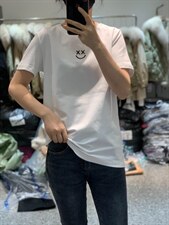 新款刺绣笑脸时尚简约百搭短袖T恤，女装T恤，L·H·X