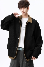 撞色假两件翻领夹克男2026春季宽松复古休闲外套潮J2606P85控118，男装夹克，电商A157