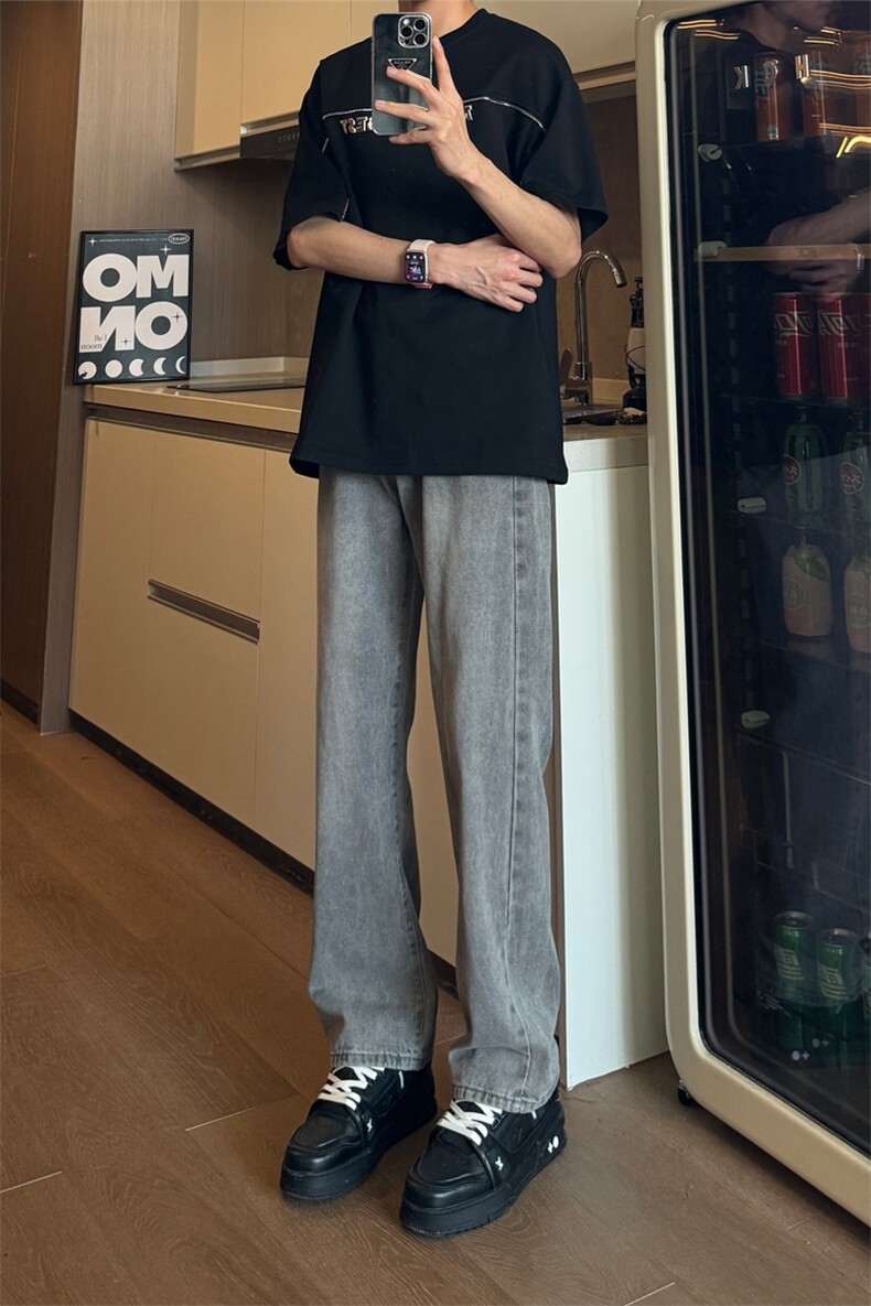 现货水洗复古宽松直筒牛仔裤男K5806-P50控78,男装牛仔裤,星座205