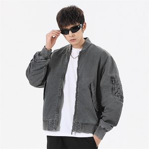 美式复古做旧开拉链衫外套宽松棒球服夹克 A436-0627-P115158图片