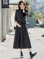 轻奢优雅风红色马甲套装裙女2026春季新款高级感通勤半身裙三件套，女装套装/套裙，意芙