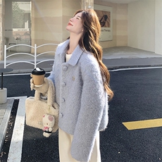 韩版宽松加羽绒小香风粗花呢短款外套2025秋冬新款女时尚上衣潮，女装毛呢外套，2C087