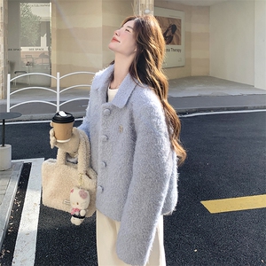 韩版宽松加羽绒小香风粗花呢短款外套2025秋冬新款女时尚上衣潮图片