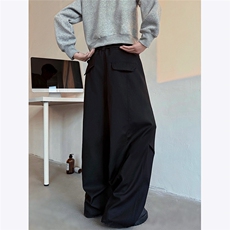 加厚垂感褶皱西裤男女弯刀裤cleanfit阔腿长裤2026春季新款P68，男装西裤，电商C306-1