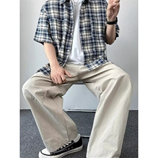 夏季日系复古纯色伞兵裤阔腿宽松百搭直筒休闲裤冰丝裤KG34，男装休闲裤，星座1116A（原606A-3）