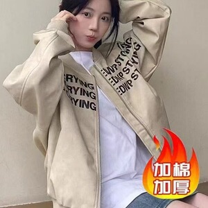 加厚加棉复古百搭外套男女春秋潮牌高级感棒球服cleanfit高街情侣图片