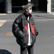 冬季美式街头潮牌PU皮棉衣男2024新款保暖休闲百搭棉袄W8010-P95，男装棉衣，星座512-4
