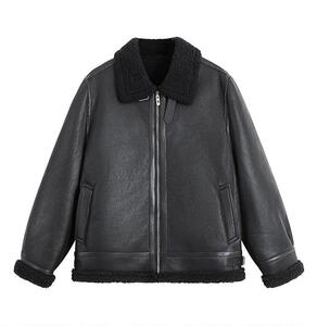 新款皮衣皮夹克羊羔毛防寒加厚夹克309B-3-6800-P110图片
