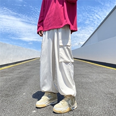 美式设计感工装休闲裤男夏季薄款长裤宽松直筒阔腿拖地裤，男装休闲裤，星座716-2