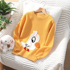 新款百搭单股肩扣小鸟印花，童装儿童羊毛衫，蒙王妃