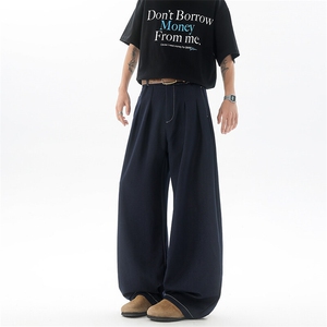 8XL-M 冰丝仿牛仔裤男百搭简约阔腿宽松弯道直筒休闲裤男K9150图片
