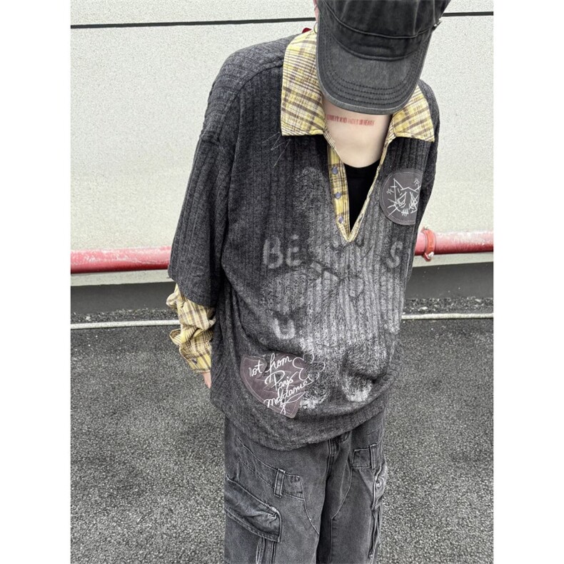 大码坑条v领长袖打底针织衫女秋冬新款胖mm别致褶皱修身显瘦上衣,男装T恤,星座506A