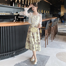 春季新款碎花吊带连衣裙套装优雅显瘦气质女神范，女装套装/套裙，来米儿