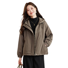 现货2025冬装新款加绒加厚休闲精品女装棉衣棉服派克服，女装派克服，木子恋