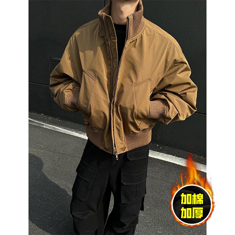 棉衣5W件现货冬季美拉德立领飞行夹克廓形高街棒球服加棉加厚外套，男装夹克，电商A486