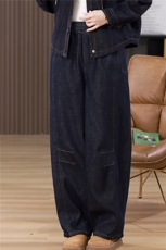 叶笙衣裤169加绒阔腿牛仔长裤，女装牛仔裤，叶笙衣