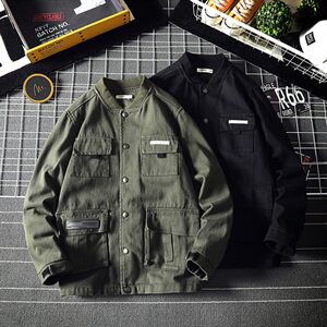 2021春秋季新日系网格风大码男潮牌工装夹克棒球领外套J961-P75图片