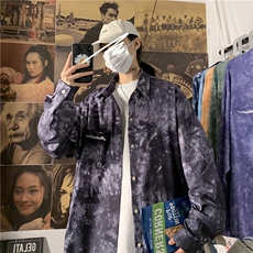 新款中性简约扎染刺绣宽松衬衫C3011/P25，男装衬衫，星座202