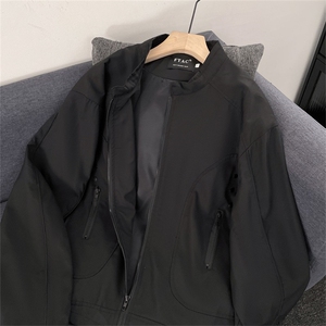 美式高街立领尼龙短款夹克男春秋休闲拉链飞行员外套W6738-P70图片