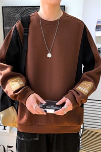 万件现货港风宽松落肩潮牌时尚男式圆领套头卫衣男女同款图片