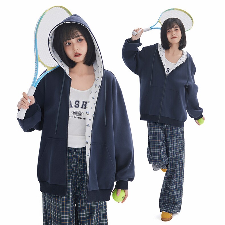 2026春季新款C7076-TP5098美式复古小碎花连帽开衫卫衣外套,男装卫衣,电商A102