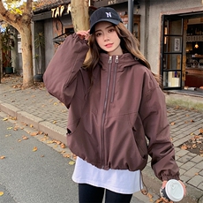 新款现货主推夹棉冲锋衣外套9918-P185-K268，女装短外套，2C129