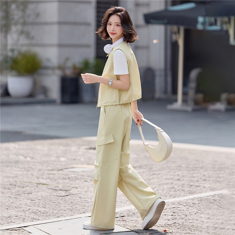 [大货]2026年夏季三件套女装T恤长裤马甲休闲套装,女装套装/套裙,微微衣阁