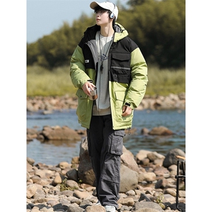 冬上新加棉加厚潮牌棉服时尚连帽棉衣外套男女 8323-P125控价168图片