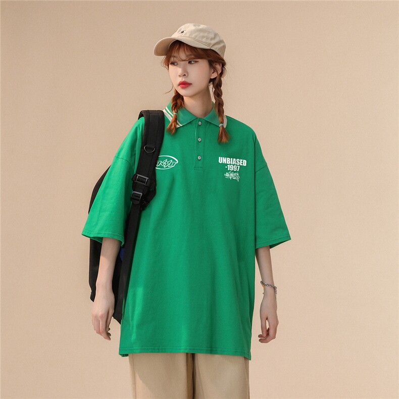 中性夏季青春潮流全棉宽松情侣短袖POLO衫T恤PL51P45控58,男装T恤,A247A