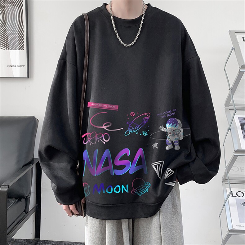 NASA联名同款麂皮绒卫衣男大码重磅长袖t恤男 JW81186-P35图片