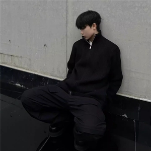 A03-P68 韩cleanfit重磅双拉链高领休闲简约针织开衫慵懒风图片