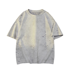 美式破洞短袖T恤男夏季潮牌半袖衣服宽松重磅体恤衫T3650-特价P33，男装T恤，电商A007