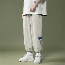 2023夏季新款港风中性风宽松大码冰感透气束脚休闲裤1537-P35,男装休闲裤,星座914-3