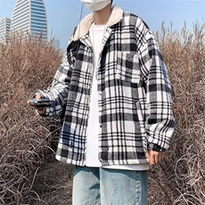 日系复古格子棉衣外套男冬季港风羊羔毛保暖休闲棉服棉袄J7820，男装夹克，星座1116A-1（原606A）