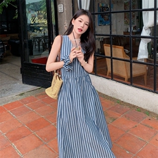 【新品现货】蓝色条纹背心连衣裙8816-P135-K188，女装连衣裙，2C317A