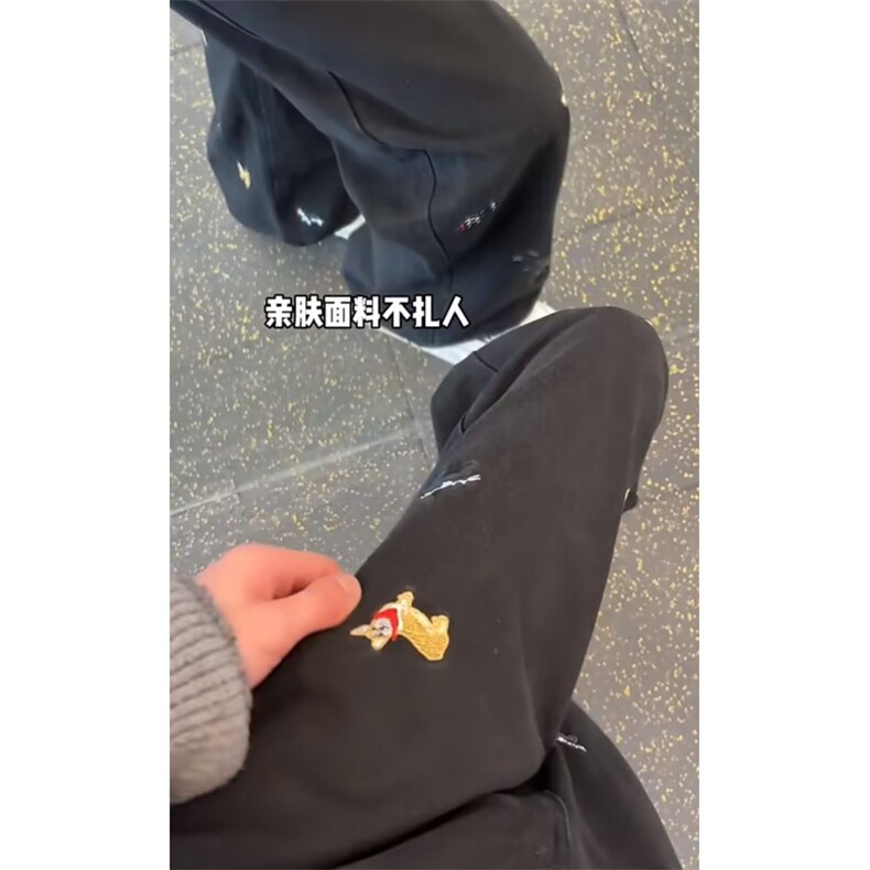 趣味小狗刺绣牛仔裤潮牌美式复古水洗做旧显瘦高腰直筒百搭裤子,男装牛仔裤,星座601-1