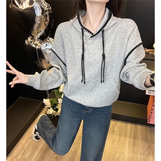 春款女连帽卫衣阔腿牛仔裤设计感显高两件套，女装套装/套裙，江南