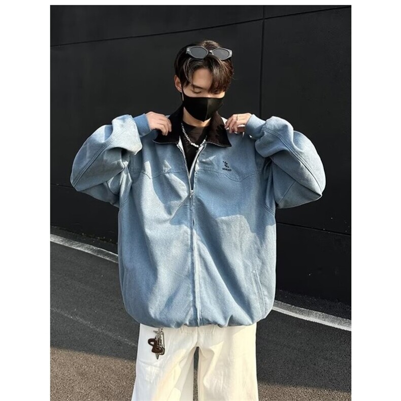 洗水新春季拼接翻领飞行服外套男女水洗宽松高街百搭夹克3557/P90,男装夹克,星座506