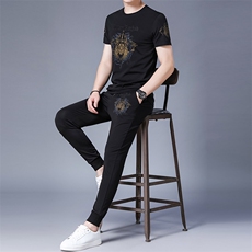 JG828男士2023年春夏季新款运动套装短袖短裤T恤卫裤二件套P105，男装休闲套装，电商B360