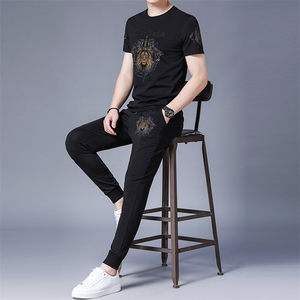 JG828男士2023年春夏季新款运动套装短袖短裤T恤卫裤二件套P105图片